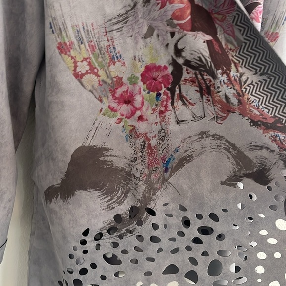 Kamana Floral Watercolor Bird Print Boho Jacket Size M - Picture 5 of 9